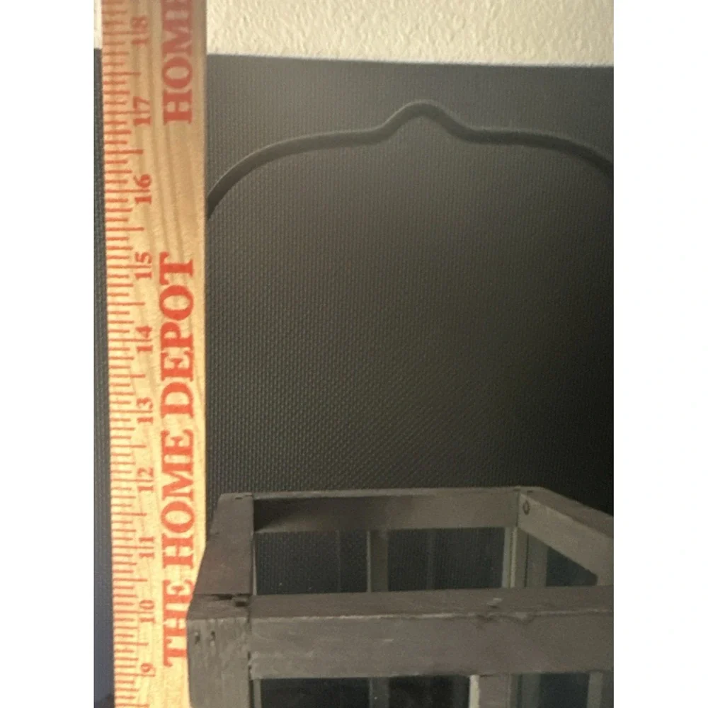 Rustic Gray Hanging Wooden & Glass Lantern, Medium Rectangle, Matte Finish